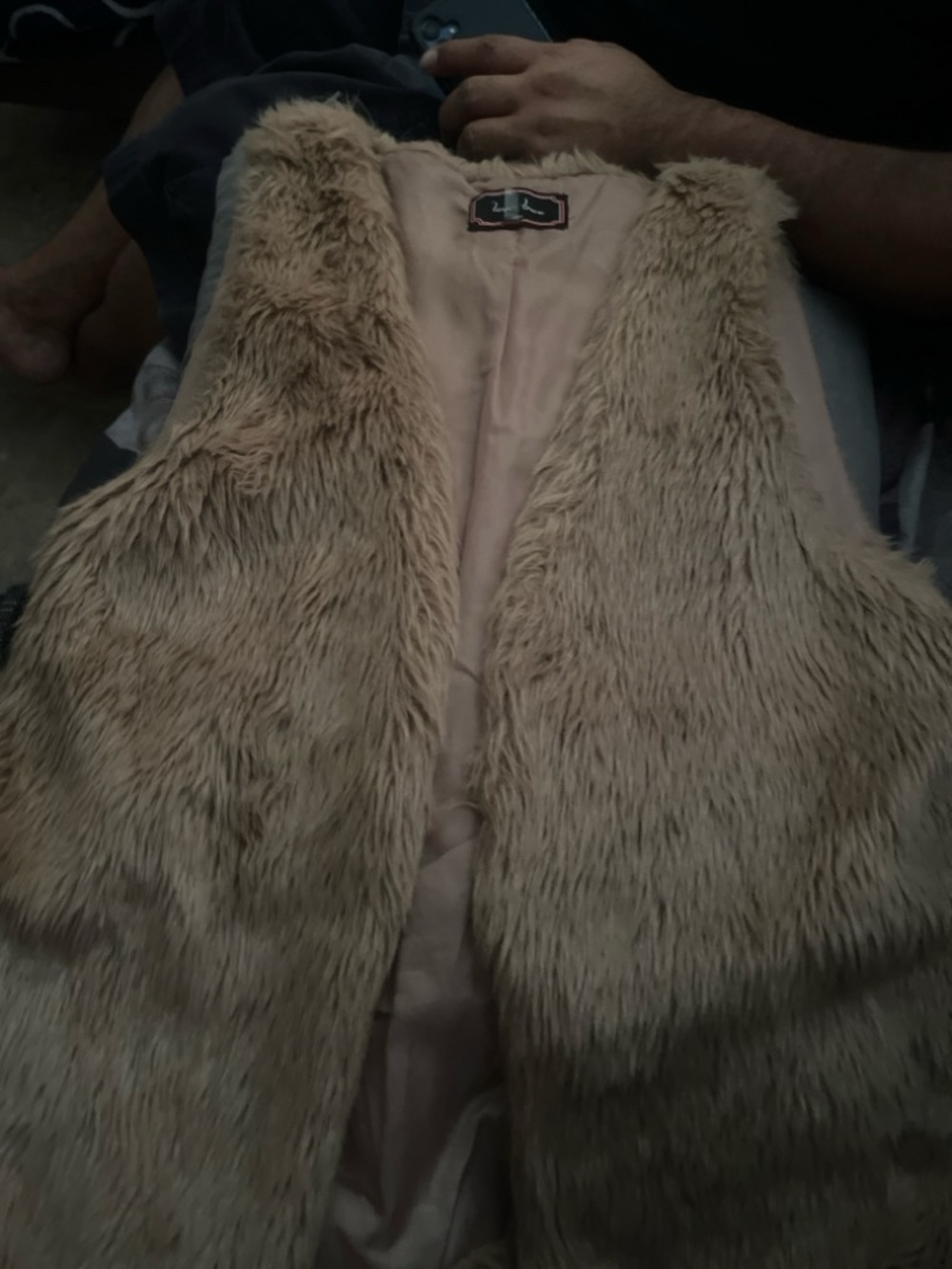 Love Tree Faux Fur Vest in Cream Beige